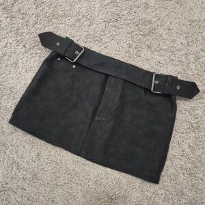Buckled Faux Suede Mini Skirt